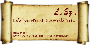 Lövenfeld Szofrónia névjegykártya